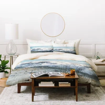 Deny Designs Bree Madden 3 Piece Duvet Cover Set In White,gray,tan,& Blues