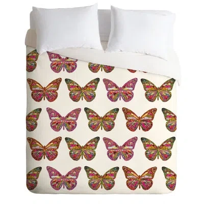 Deny Designs Butterflies Fly Duvet Cover Set In Yellow,brown,orange