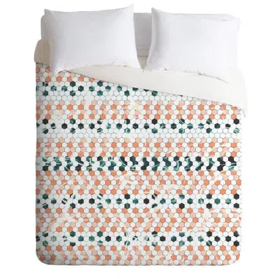 Deny Designs Caleb Troy August Tracks Duvet Cover Set In White,orange