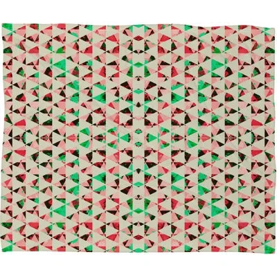 Deny Designs Caleb Troy Holiday Tone Shards Plush Fleece Throw Blanket In Green;red
