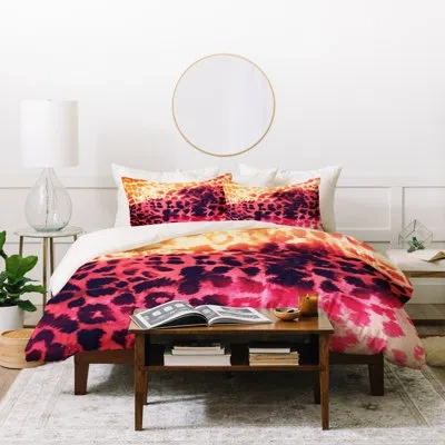 Deny Designs Caleb Troy Leopard Duvet Cover Set In Pink