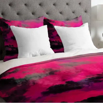Deny Designs Caleb Troy Raspberry Storm Clouds Lightweight Duvet Cover In Pink,black