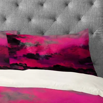 Deny Designs Caleb Troy Raspberry Storm Clouds Pillowcase In Black;pink