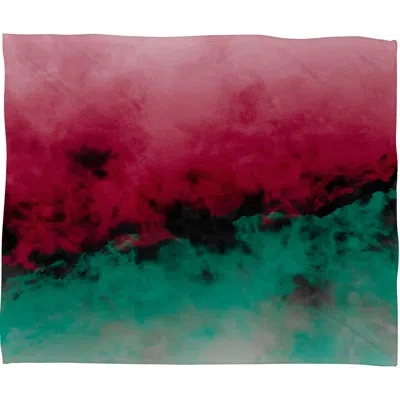 Deny Designs Caleb Troy Zero Visibility Poinsettia Ombre Plush Fleece Throw Blanket In Green