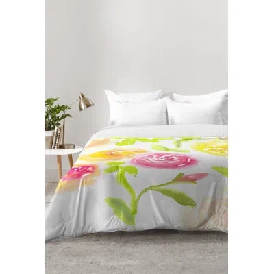 Deny Designs Candy Colored Blooms Comforter Set In Green,yellow