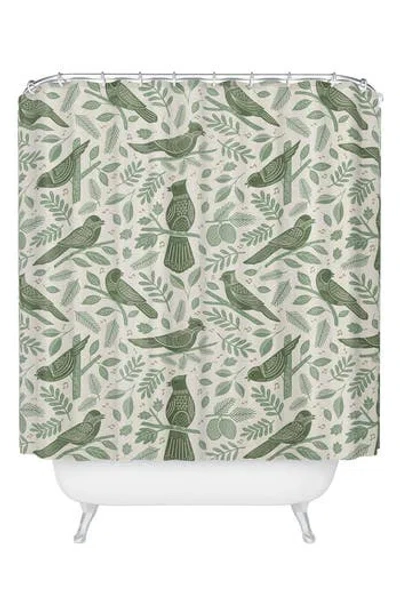 Deny Designs Carey Copeland Song Birds Shower Curtain In Green