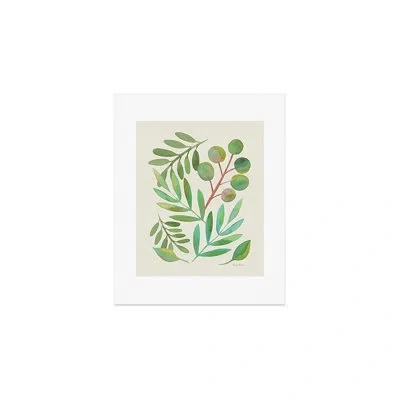 Deny Designs Carey Copeland Watercolor Leaves Ii Art Print - Unframed In Cream