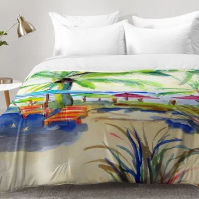 Deny Designs Caribbean Time Comforter Set In Green,beige