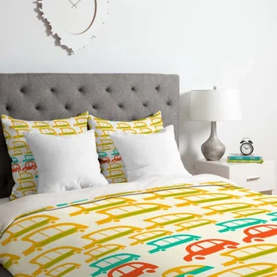 Deny Designs Cars Duvet Cover Set In Yellow