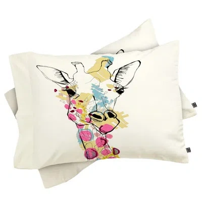 Deny Designs Casey Rogers Giraffe Color Pillowcase In Beige