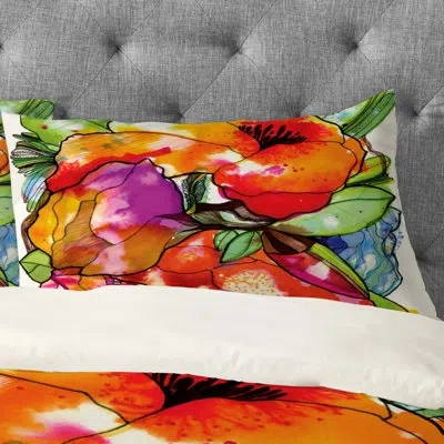 Deny Designs Cayenablanca Big Floral Pillowcase In Red;orange