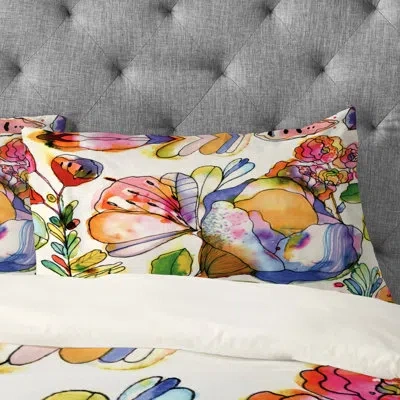 Deny Designs Cayenablanca Blossom Pastel Floral Pillowcase In Blue
