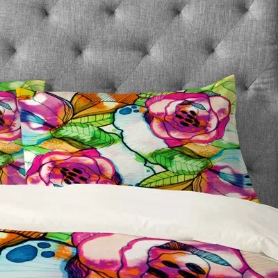 Deny Designs Cayenablanca Cayena Blanca Floral Pillowcase In Green;pink