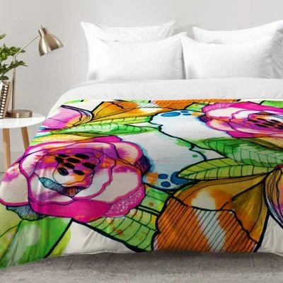 Deny Designs Cayenablanca Fantasy Garden Comforter Set In Pink,green