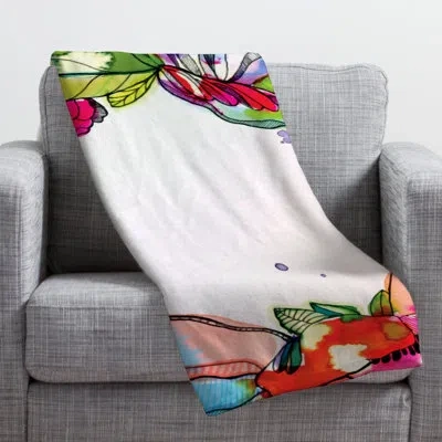 Deny Designs Cayenablanca Floral Frame Throw In White