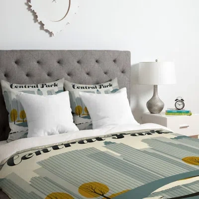 Deny Designs Central Park Snow Duvet Cover Set In Gray