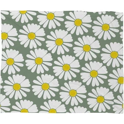Deny Designs Chamomile Fleece Throw Blanket In Green