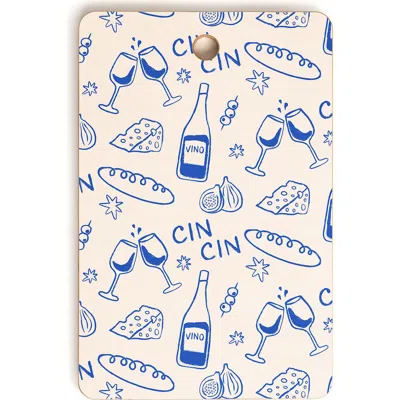 Deny Designs Cheese & Cheers Wood Cutting Board In Neutral