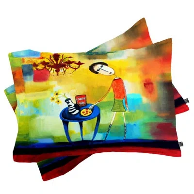 Deny Designs Cheeze It Thank You Pillowcase In Blue;green;yellow