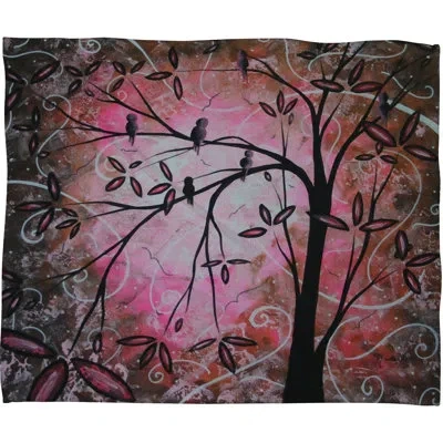 Deny Designs Cherry Blossoms Throw Blanket In Gray;pink