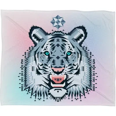 Deny Designs Chobopop Snow Tiger Plush Throw In Blue