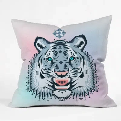 Deny Designs Chobopop Snow Tiger Throw Pillow