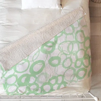 Deny Designs Circle Sage Blanket In White;green