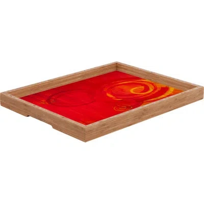 Deny Designs Circle World Ottoman/coffee Table Tray In Red