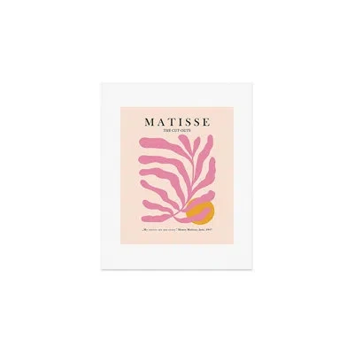 Deny Designs Cocoon Design Matisse Cut Out Pink Leaf Art Print - Unframed In Orange