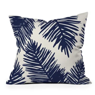 Deny Designs Cocoon Design Tropical Blue Palms Throw Pillow In Cream
