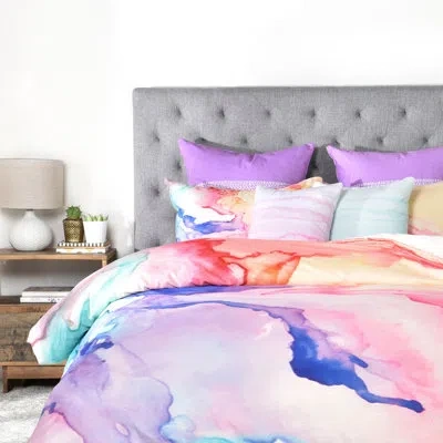 Deny Designs Color My World Duvet Cover Set In Pink,yellow,blue