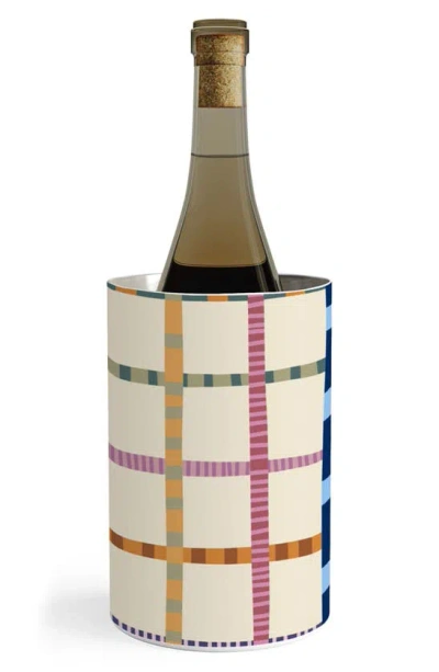 Deny Designs Colorful Grid Wine Chiller In Cream
