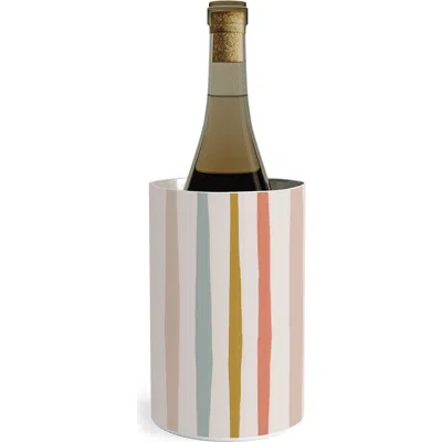 Deny Designs Colorful Stripes Stainless Steel Wine Chiller In Pink
