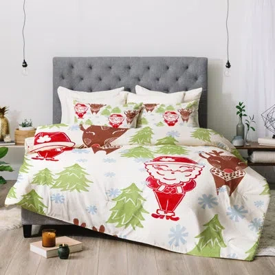 Deny Designs Comforter Set In Cream,green,red