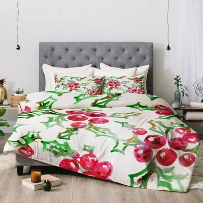 Deny Designs Comforter Set In Cream,red,green