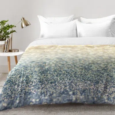 Deny Designs Comforter Set In White;dark Blue;light Blue;and Gold.