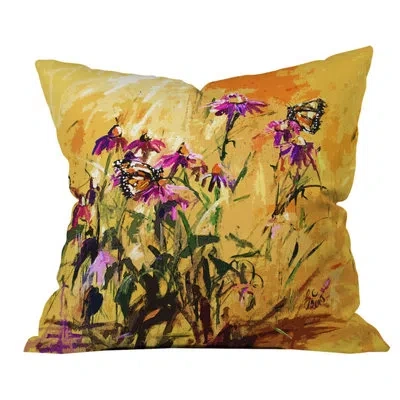 Deny Designs Coneflowers And Butterflies Outdoor Throw Pillow