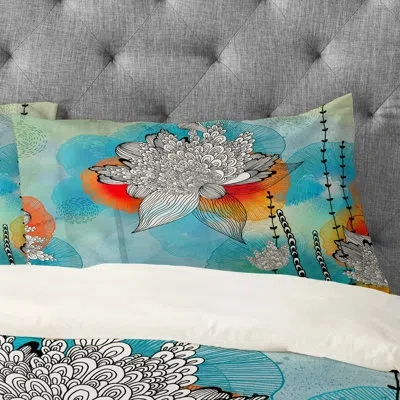 Deny Designs Coral Pillowcase In Blue;gray;orange