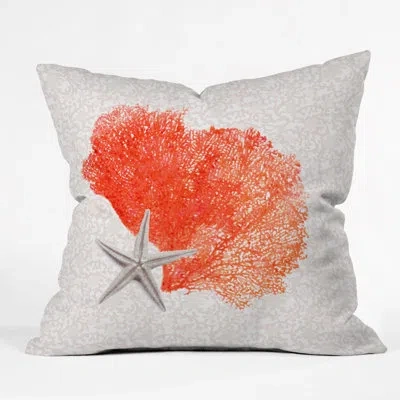 Deny Designs Coral Sea Throw Pillow In Gray;orange