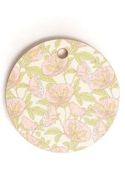 Deny Designs Cosmos Cream Wood Cutting Board In Green