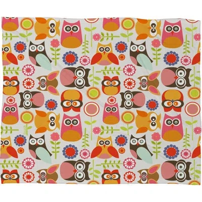 Deny Designs Cute Little Owls Throw In Red;beige;orange