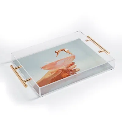 Deny Designs Dagmar Pels Sip And Dive Cocktail Collage Acrylic Tray In Blue