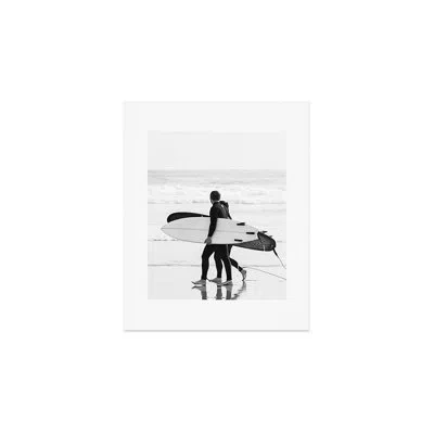 Deny Designs Dagmar Pels Surfer Couple Cool Bw Surf Art Print - Unframed In Black