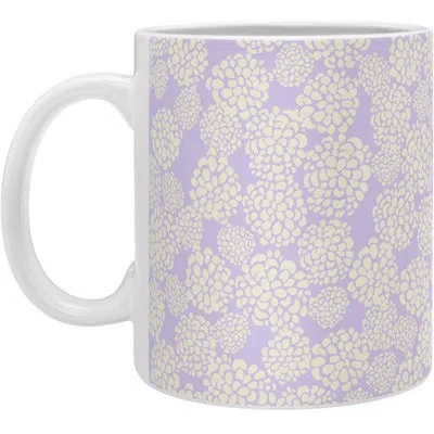 Deny Designs Dahlias Mug In White;periwinkle