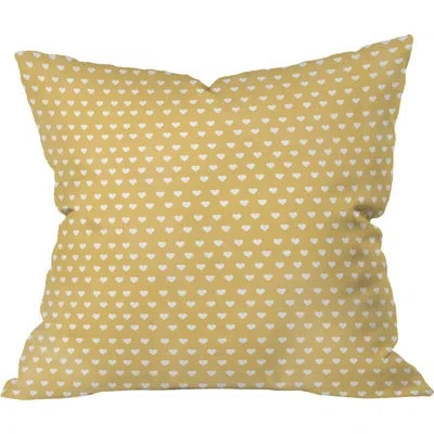 Deny Designs Dainty Yellow Hearts Throw Pillow