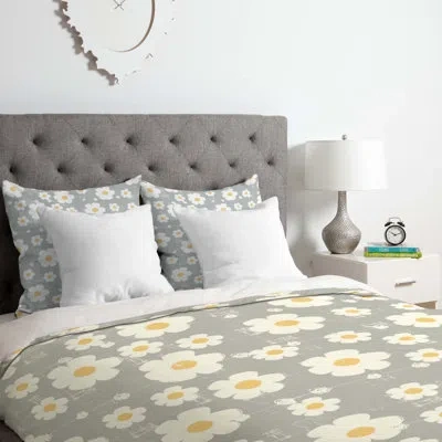 Deny Designs Daisy Duvet Cover Set In Gray