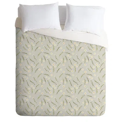 Deny Designs Daisy Meadow Duvet Cover Set In Green,gray
