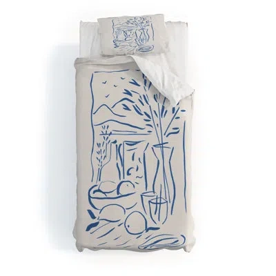 Deny Designs Dan Hobday Art Mediterranean View Duvet Cover Set In Cream
