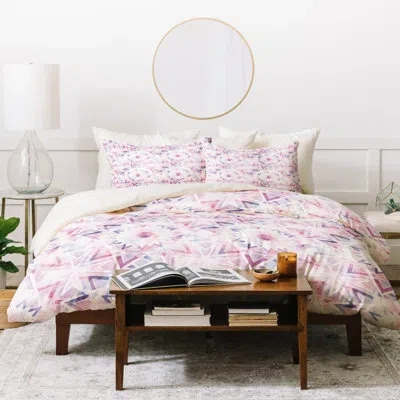 Deny Designs Dash And Ash Galaxy Duvet Cover Set In Cream,pink