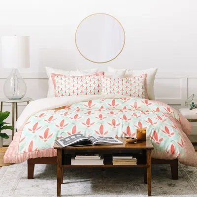 Deny Designs Dash And Ash Hidden Garden Duvet Cover Set In Orange,green